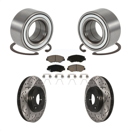 Wheel Bearing Drilled Slot Brake Rotor Pads Front Kit For 03-11 Honda Element EX