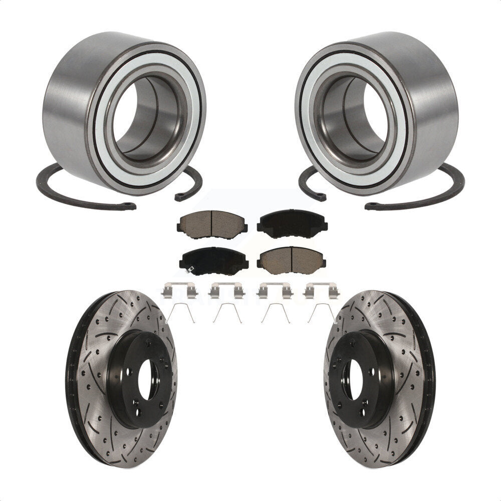 Wheel Bearing Coated Drilled Slotted Brake Rotor Pad Front Kit For Honda Element