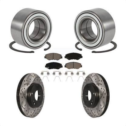Wheel Bearing Coated Drilled Slotted Brake Rotor Pad Front Kit For Honda Element