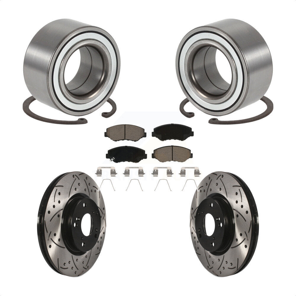 Wheel Bearing Coat Drill Slot Brake Rotor Pad Front Kit For 2005-2006 Honda CR-V