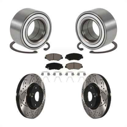 Wheel Bearing Coat Drill Slot Brake Rotor Pad Front Kit For 2005-2006 Honda CR-V