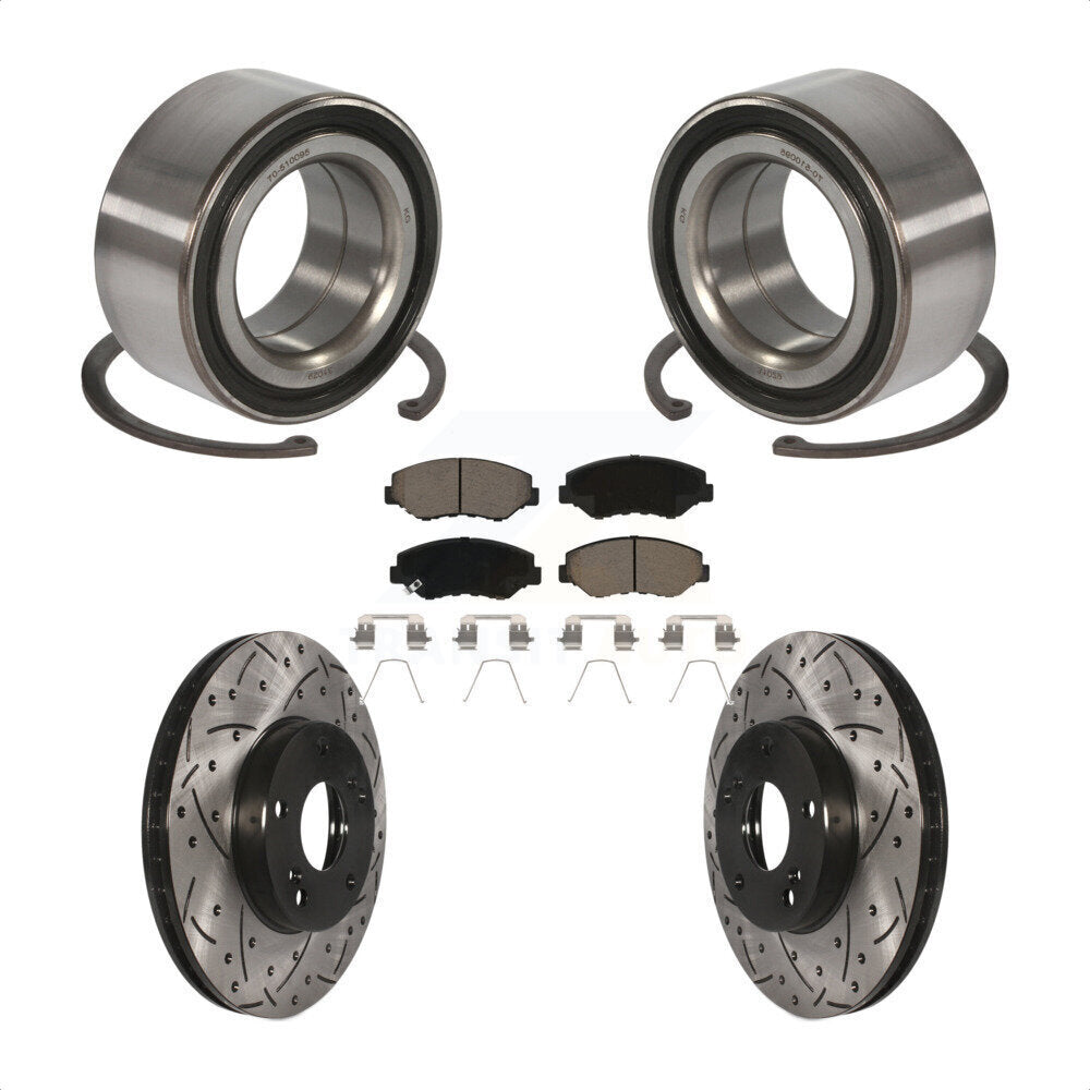 Wheel Bearing Coated Drilled Slotted Brake Rotor Pads Front Kit For Honda Accord