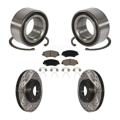 Wheel Bearing Coated Drilled Slotted Brake Rotor Pads Front Kit For Honda Accord