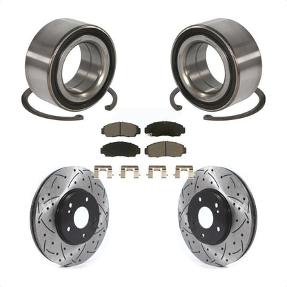 Wheel Bearing Drilled Slot Brake Rotor Pads Front Kit For Honda Accord Acura TSX