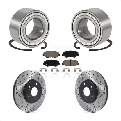 Wheel Bearing Drilled Slot Brake Rotor & Pad Front Kit For 2003-2004 Honda Pilot