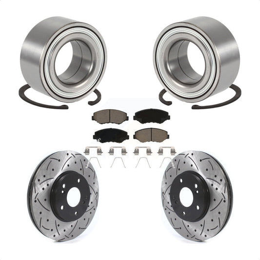 Wheel Bearing Drilled Slot Brake Rotor & Pad Front Kit For 2003-2004 Honda Pilot