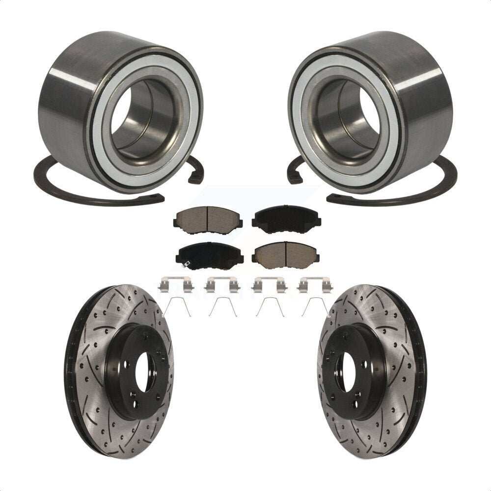Wheel Bearing Coated Drilled Slot Brake Rotor Pads Front Kit For 2016 Honda CR-Z