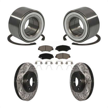 Wheel Bearing Coated Drilled Slot Brake Rotor Pads Front Kit For 2016 Honda CR-Z
