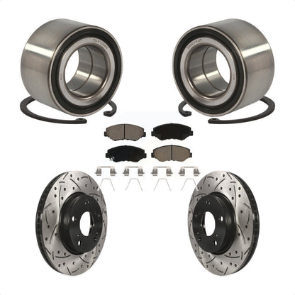 Wheel Bearing Coated Drilled Slotted Brake Rotor & Pad Front Kit For Honda Civic