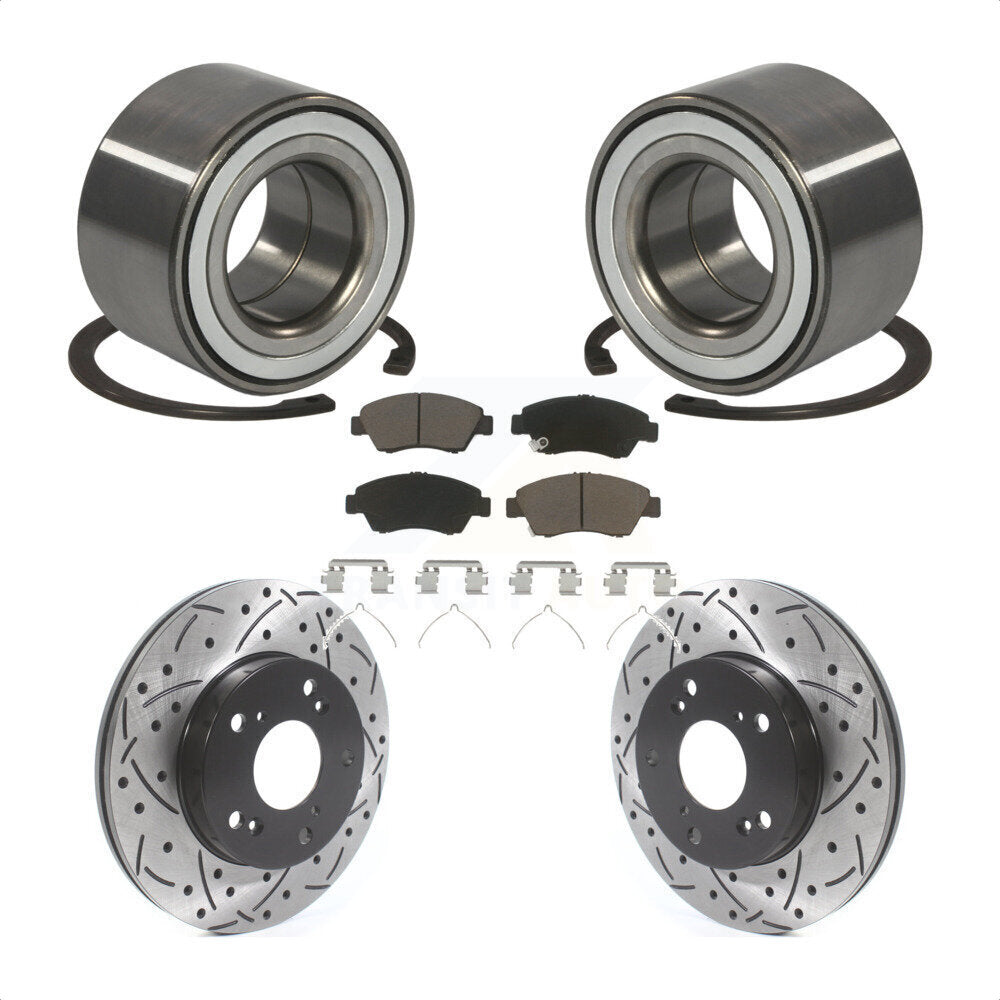 Wheel Bearing Coat Drill Slot Brake Rotor Pad Front Kit For 2011-2015 Honda CR-Z