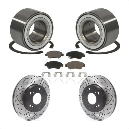 Wheel Bearing Coat Drill Slot Brake Rotor Pad Front Kit For 2011-2015 Honda CR-Z