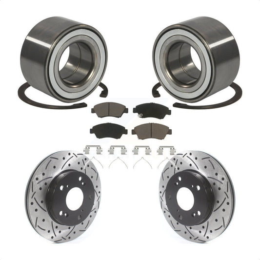 Wheel Bearing Coat Drill Slot Brake Rotor Pad Front Kit For 2011-2015 Honda CR-Z