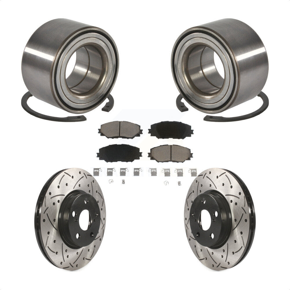 Wheel Bearing Drilled Slot Brake Rotor & Pad Front Kit For Toyota Corolla Matrix