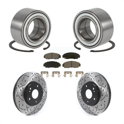 Wheel Bearing Coated Drilled Slotted Brake Rotor & Pad Front Kit For Acura TL CL