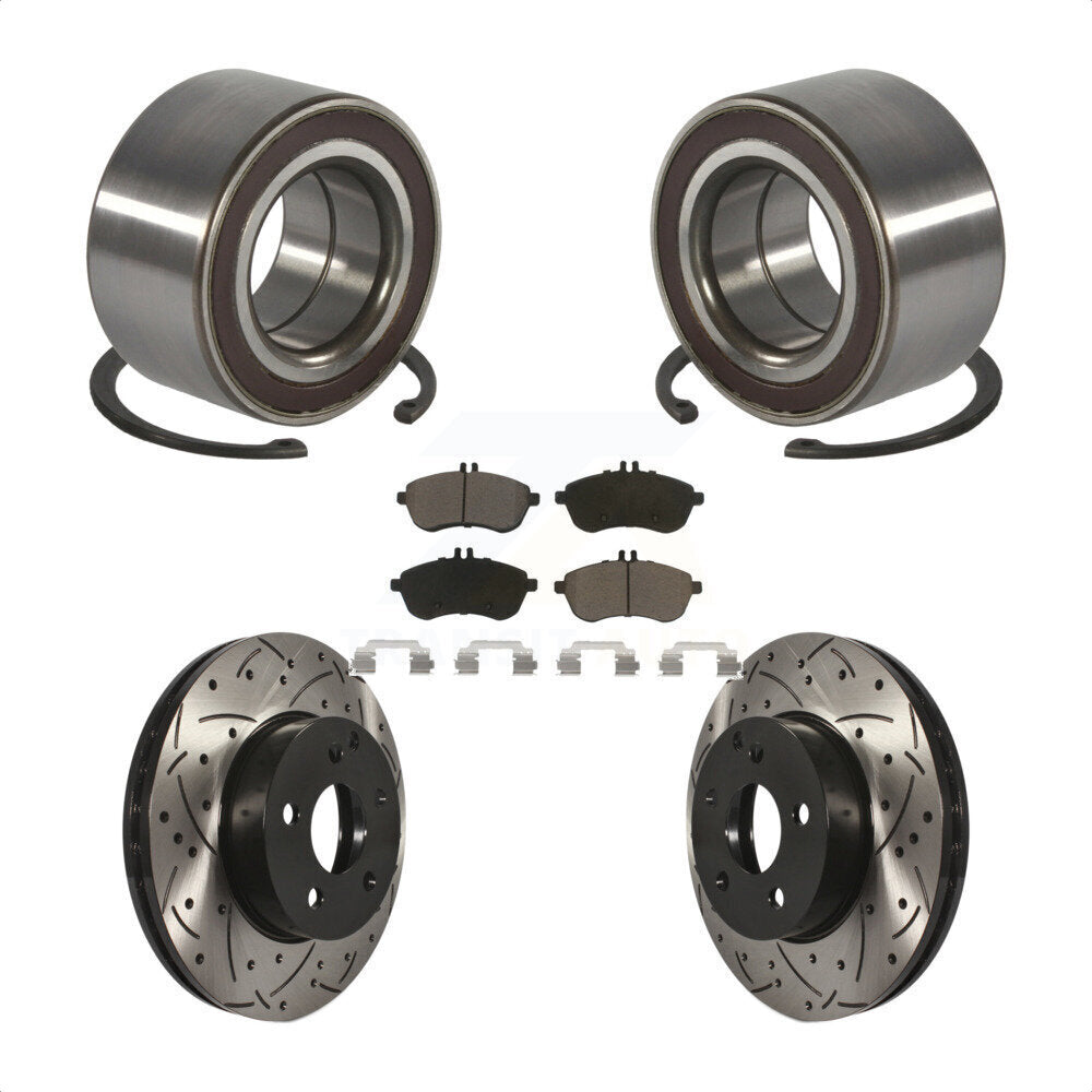 Wheel Bearing Coated Drill Slot Brake Rotor Pad Front Kit For Mercedes-Benz C300
