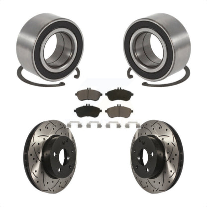 Wheel Bearing Drilled Slot Brake Rotor Pads Front Kit For Mercedes-Benz C250 AWD
