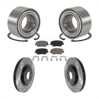 Wheel Bearing Drilled Slot Brake Rotor Pad Front Kit For 2012-2017 Hyundai Azera