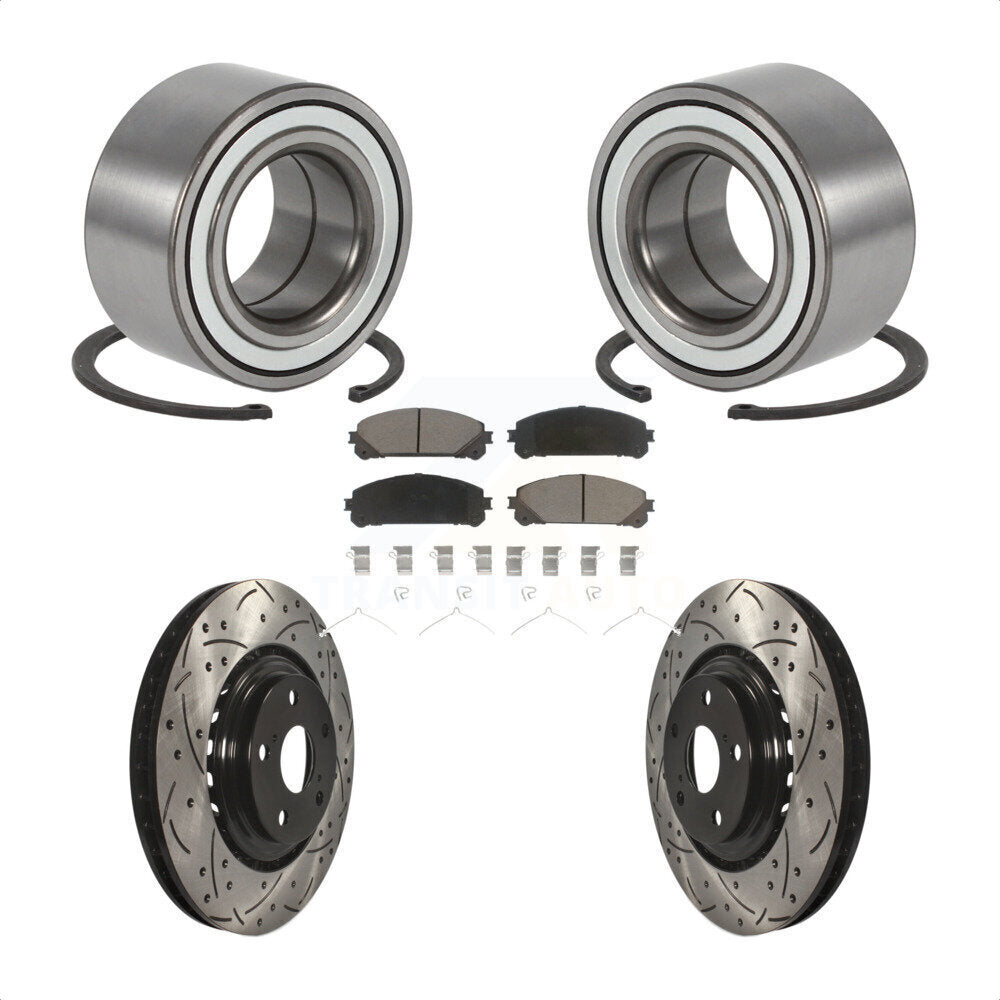Wheel Bearing Drill Slot Brake Rotor Pads Front Kit For Toyota Highlander Sienna