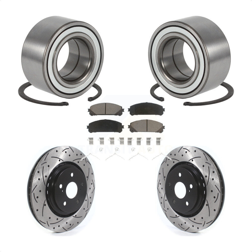 Wheel Bearing Coated Drilled Slot Brake Rotor Pad Front Kit For 2016 Lexus RX350