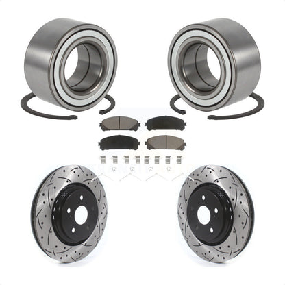 Wheel Bearing Coated Drilled Slot Brake Rotor Pad Front Kit For 2016 Lexus RX350