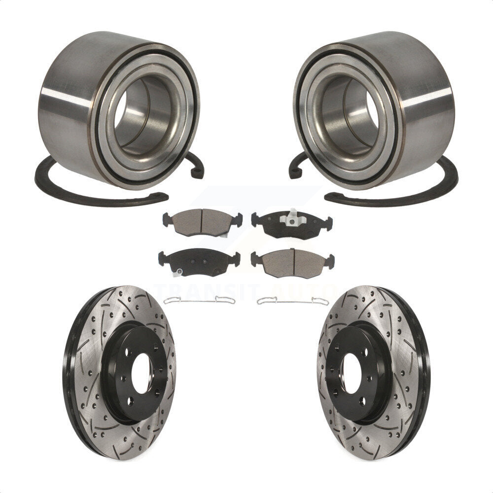 Wheel Bearing Coated Drilled Slotted Disc Brake Rotor Pad Front Kit For Fiat 500