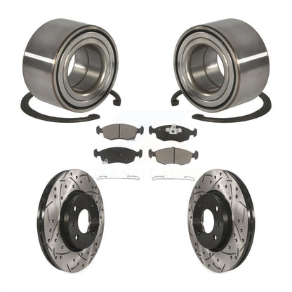 Wheel Bearing Coated Drilled Slotted Disc Brake Rotor Pad Front Kit For Fiat 500