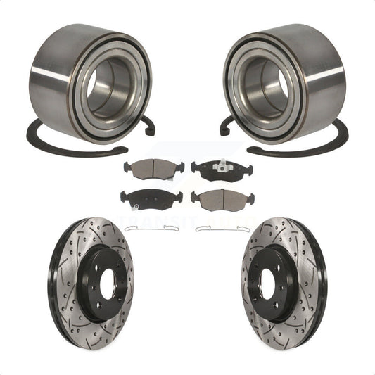 Wheel Bearing Coated Drilled Slotted Disc Brake Rotor Pad Front Kit For Fiat 500