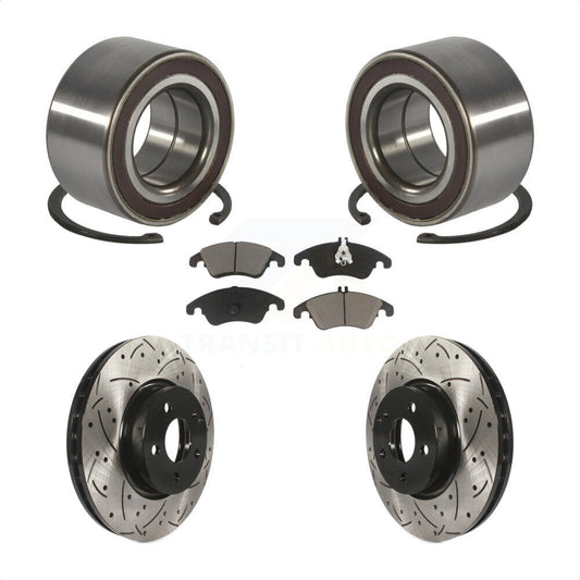 Bearing Drilled Slot Brake Rotor Pads Front Kit For Mercedes-Benz C300 E350 C350