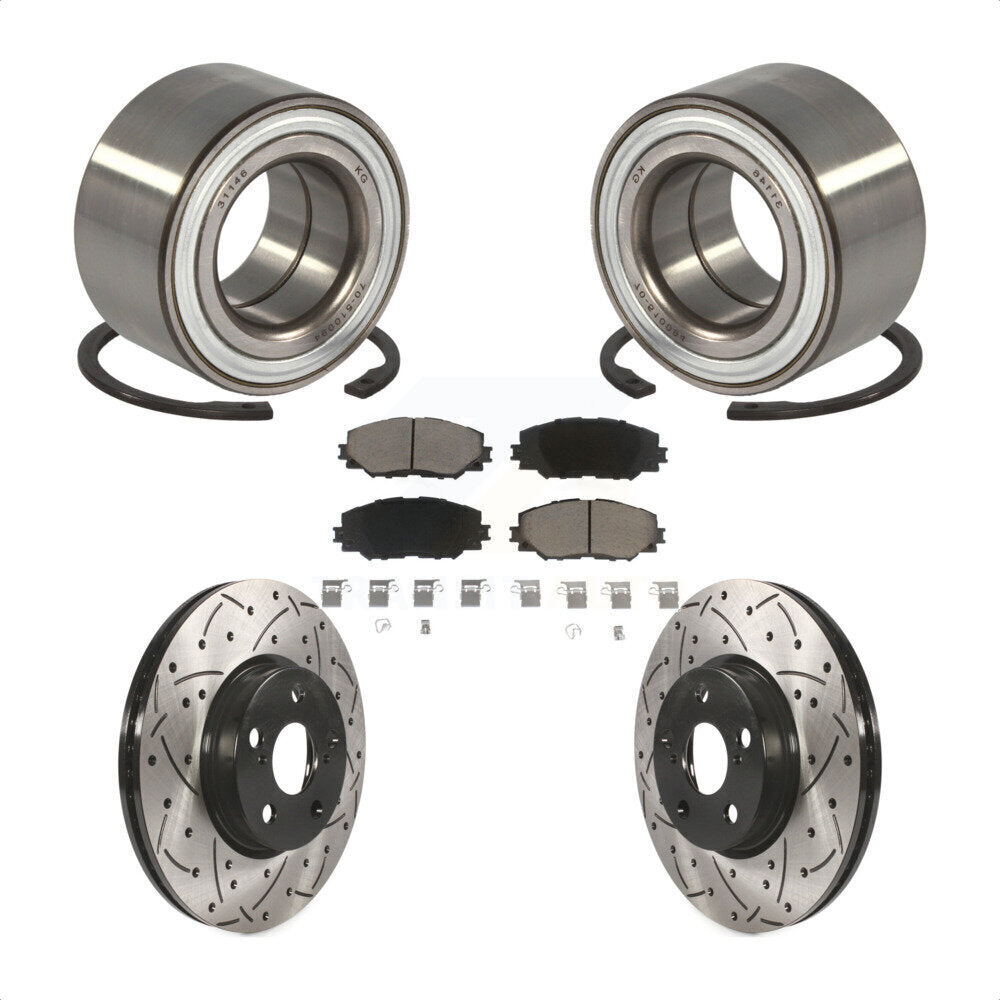 Wheel Bearing Coated Drill Slot Brake Rotor Pad Front Kit For 2008-2014 Scion xD