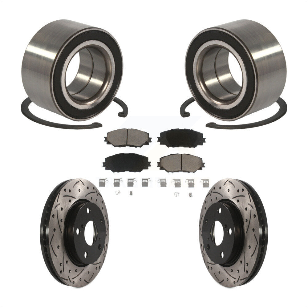 Wheel Bearing Coated Drill Slot Brake Rotor Pads Front Kit For 2010 Lexus HS250h