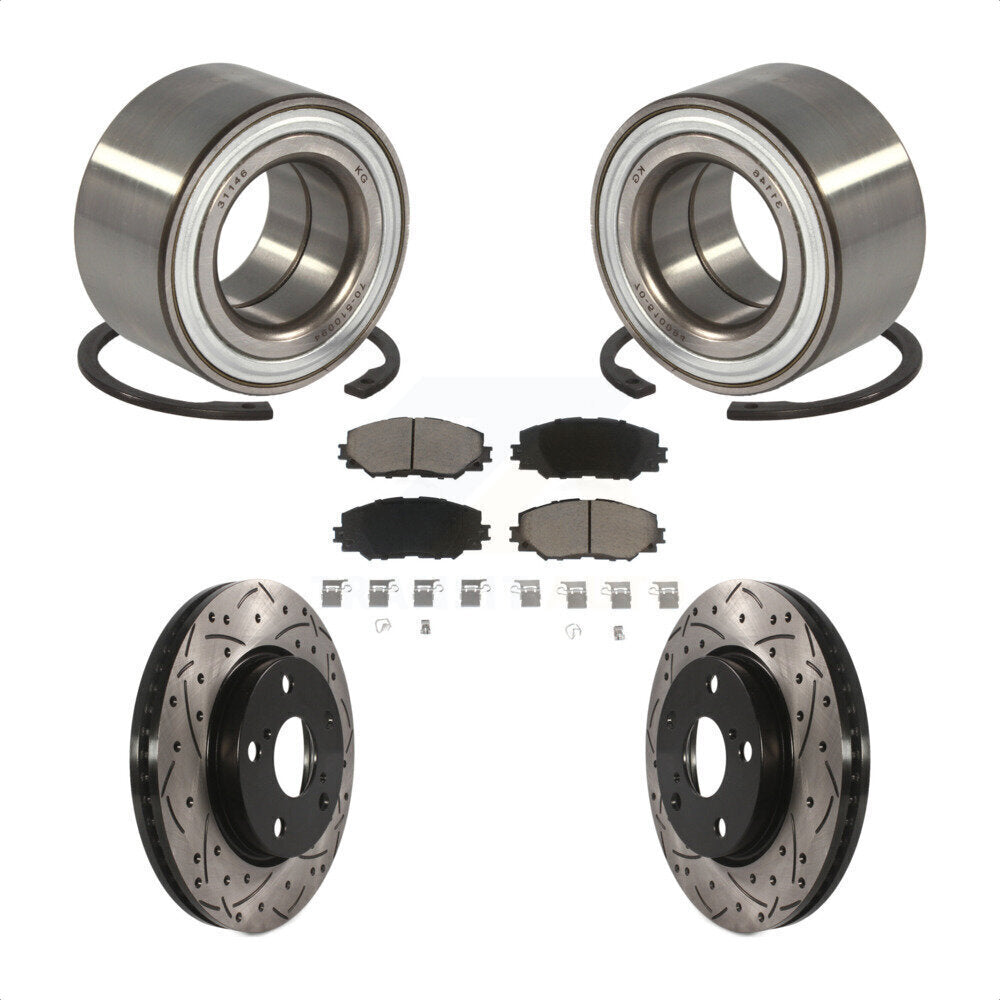 Wheel Bearing Drill Slot Brake Rotor Pads Front Kit For 2017-2018 Toyota Prius V