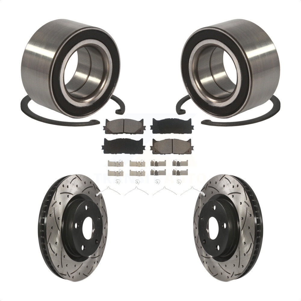 Wheel Bearing Drill Slot Brake Rotor Pads Front Kit For Toyota Camry Lexus ES350