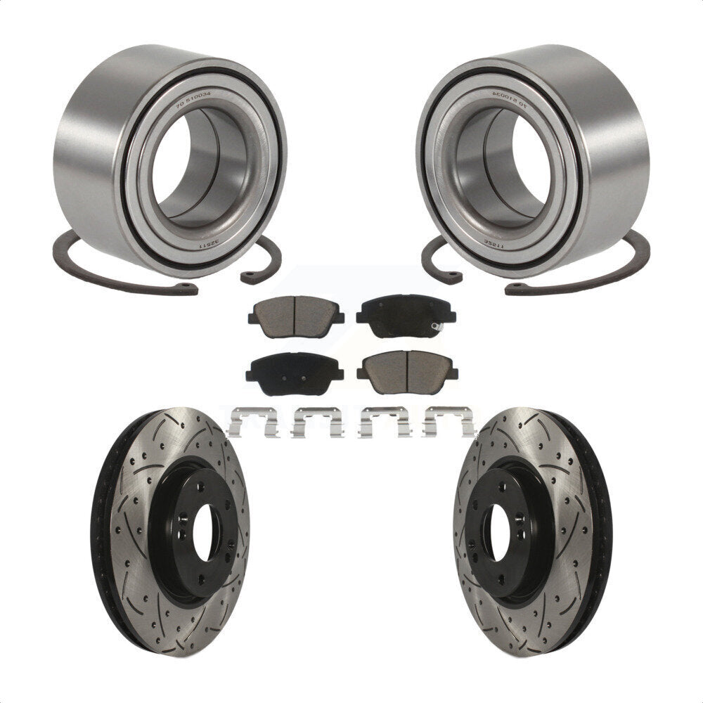 Wheel Bearing Drill Slot Brake Rotor Pad Front Kit For Hyundai Sonata Kia Optima