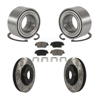 Wheel Bearing Drill Slot Brake Rotor Pad Front Kit For Hyundai Sonata Kia Optima