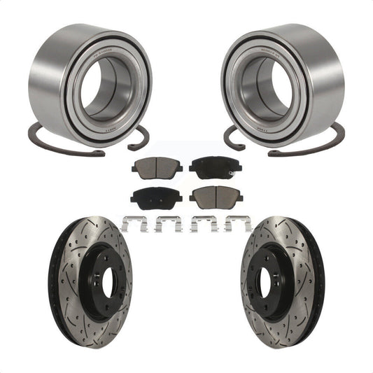 Wheel Bearing Drill Slot Brake Rotor Pad Front Kit For Hyundai Sonata Kia Optima