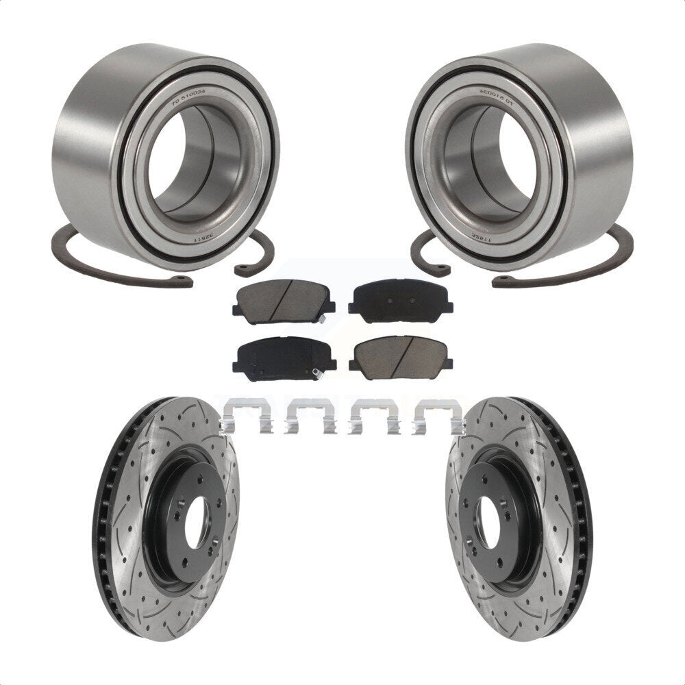 Wheel Bearing Drill Slot Brake Rotor Pad Front Kit For 2011-2015 Kia Optima 2.0L