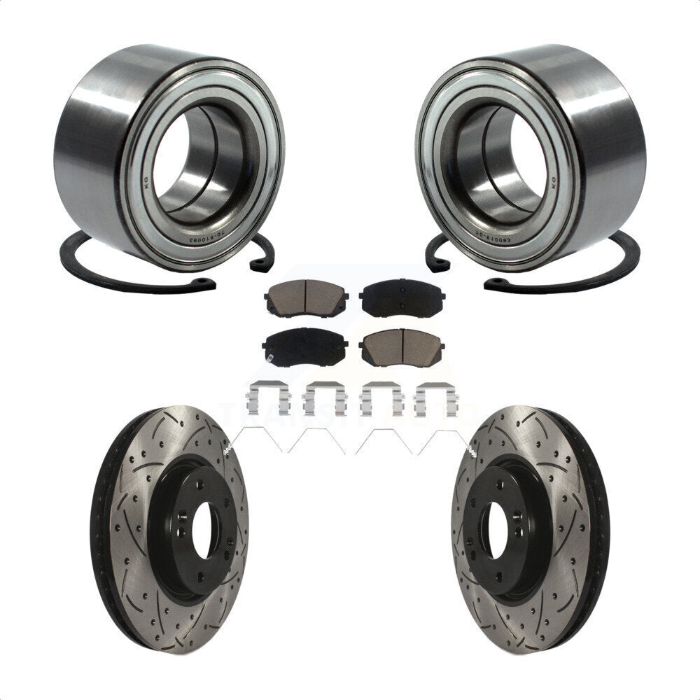 Wheel Bearing Drilled Slot Brake Rotor & Pad Front Kit For 2017-2019 Kia Soul EV