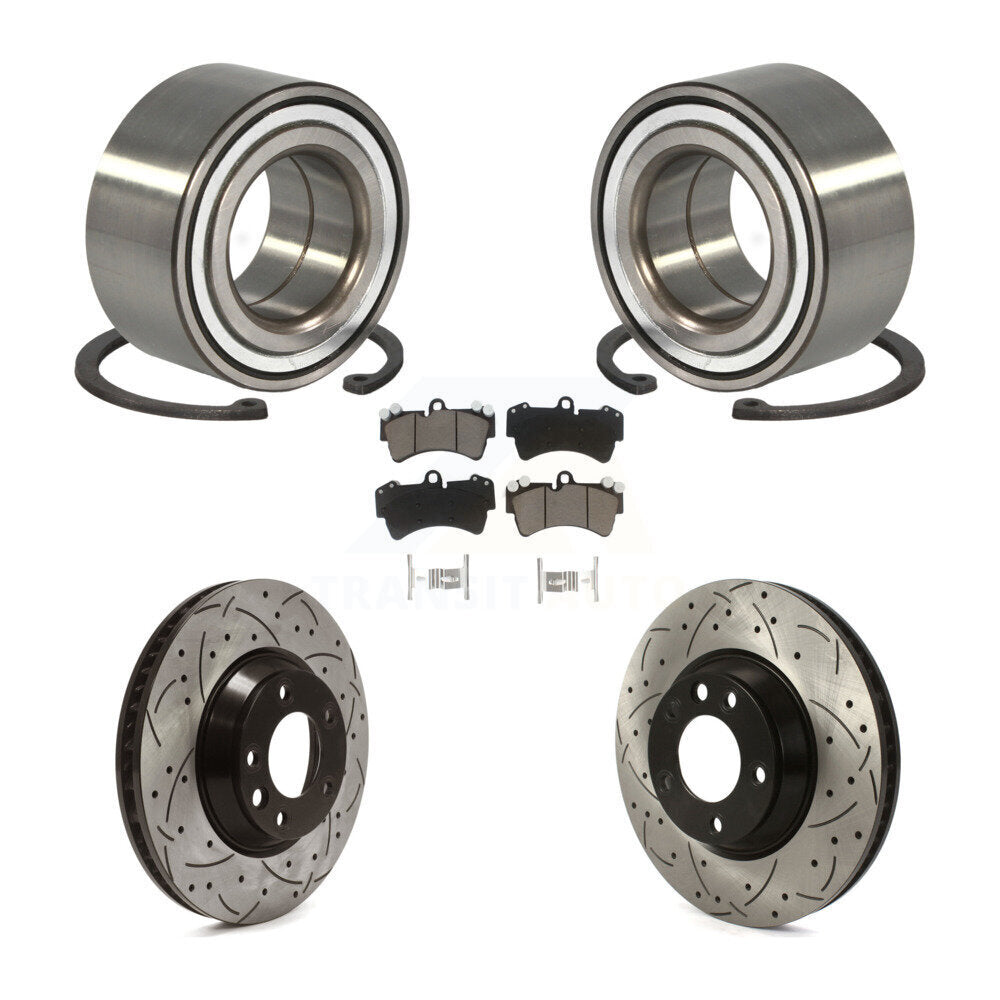Wheel Bearing Drilled Slot Brake Rotor Pad Front Kit For Audi Q7 Porsche Cayenne