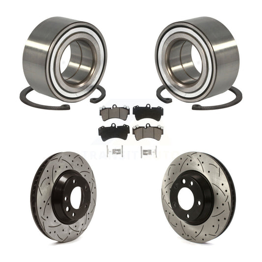 Wheel Bearing Drilled Slot Brake Rotor Pad Front Kit For Audi Q7 Porsche Cayenne