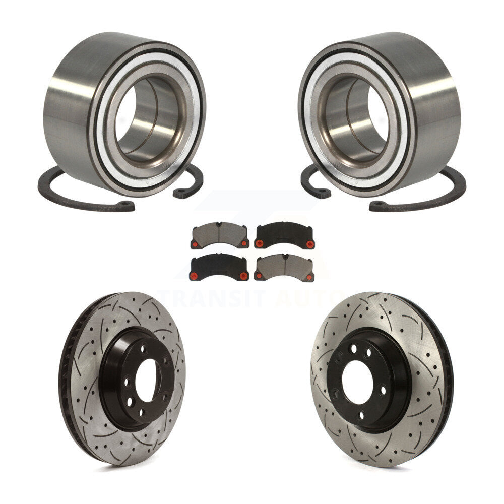 Wheel Bearing Coated Drilled Slot Brake Rotor Pads Front Kit For Porsche Cayenne