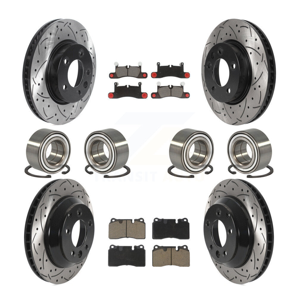 Bearing Coated Disc Brake Rotor Pad Front Rear Kit (10Pc) For Volkswagen Touareg