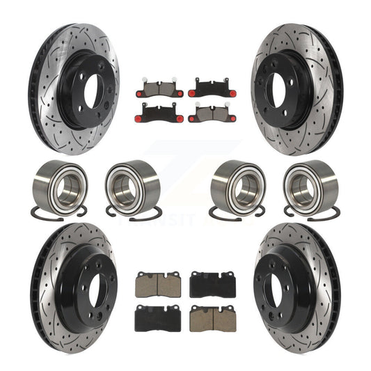 Bearing Coated Disc Brake Rotor Pad Front Rear Kit (10Pc) For Volkswagen Touareg