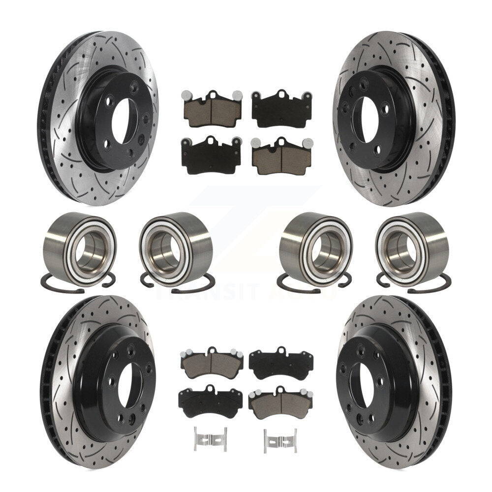 Bearing Coated Disc Brake Rotor Pad Front Rear Kit (10Pc) For Volkswagen Touareg