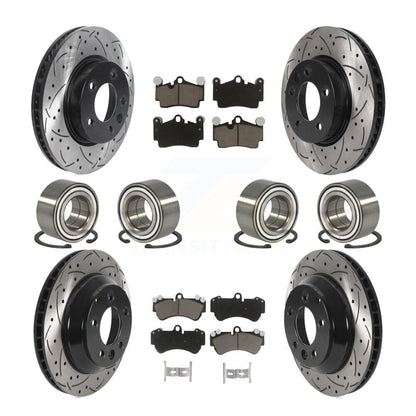Bearing Coated Disc Brake Rotor Pad Front Rear Kit (10Pc) For Volkswagen Touareg