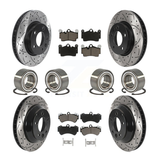 Bearing Coated Disc Brake Rotor Pad Front Rear Kit (10Pc) For Volkswagen Touareg