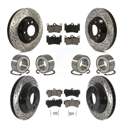 Bearing Coated Disc Brake Rotor Pad Front Rear Kit (10Pc) For Audi Q7 Volkswagen