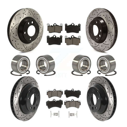 Bearing Coated Disc Brake Rotor Pad Front Rear Kit (10Pc) For Audi Q7 Volkswagen