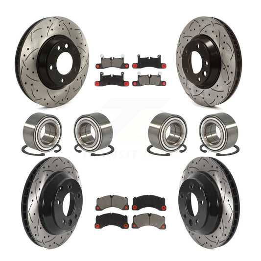 Bearing Coated Brake Rotor & Pads Front Rear Kit (10Pc) For Porsche Cayenne Base