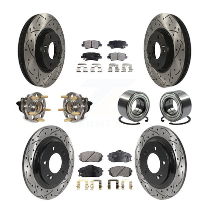 Hub Bearing Coated Disc Brake Rotor & Pads Front Rear Kit (10Pc) For Kia Soul EV