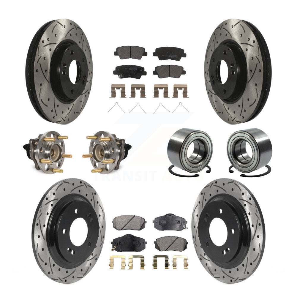 Hub Bearing Coated Disc Brake Rotor & Pads Front Rear Kit (10Pc) For Kia Soul EV